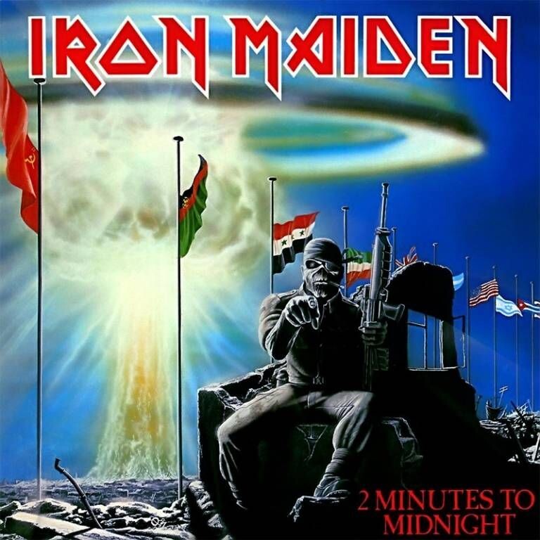 Eddie the Head como soldado en la portada del single 2 Minutes to Midnight (1984) de Iron Maiden.