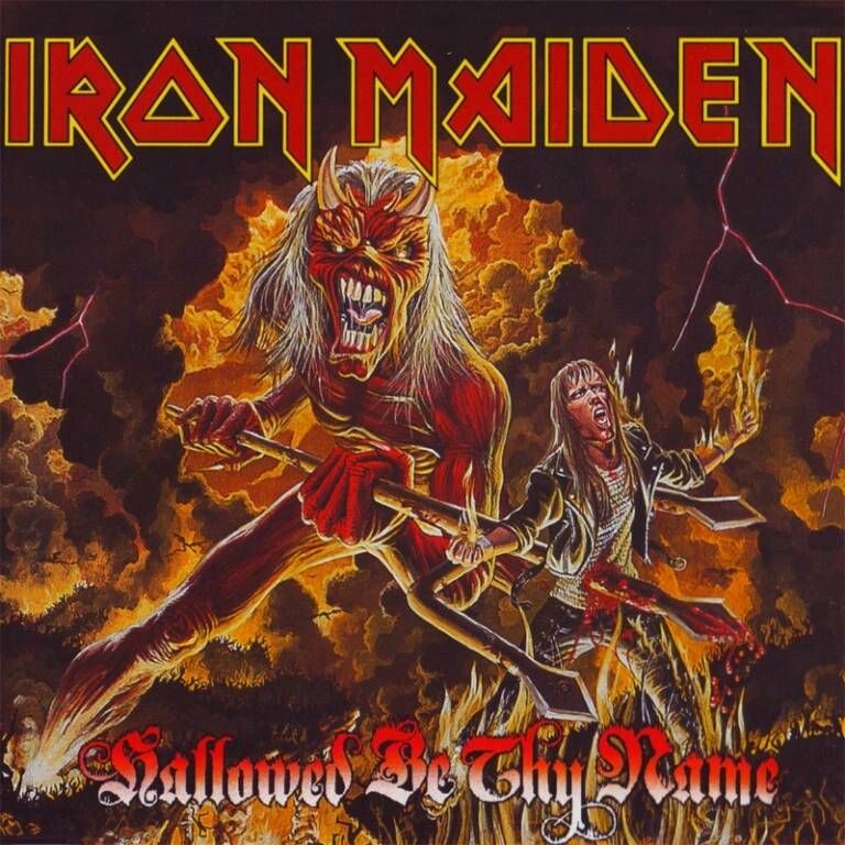 Eddie con forma demoníaca en la portada del single en directo Hallowed Be Thy Name de Iron Maiden.