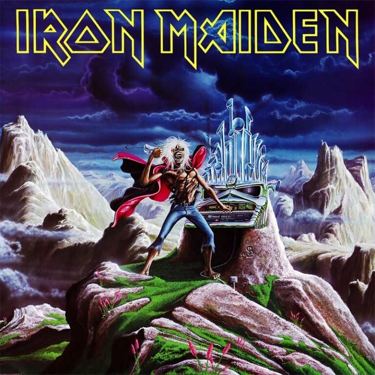 Eddie the Head frente a un órgano infernal en la portada del single Run to the Hills (1982) de Iron Maiden.